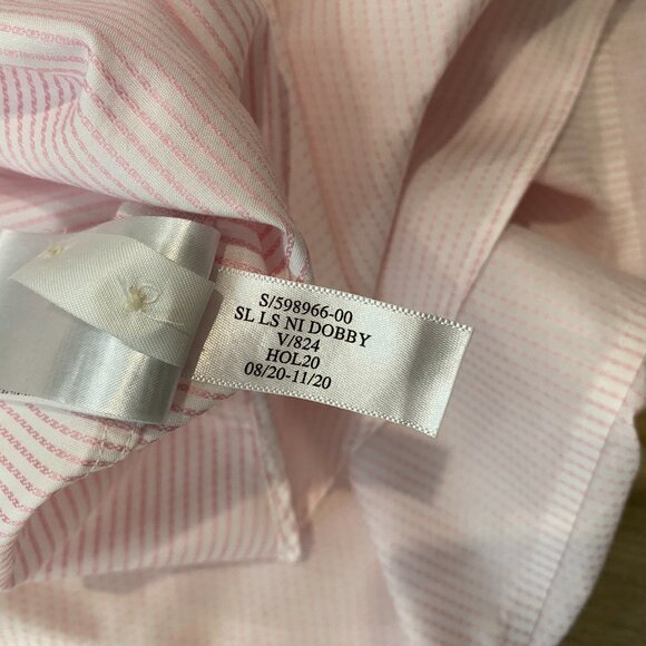 Banana Republic Slim Fit Non-Iron Dress Shirt — Pink Dobby Stripe (Men’s M) - Picture 4 of 11